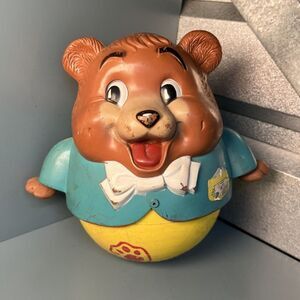 Vintage 1969 Fisher Price Roly Poly Bear Toy – Rolling Wobbly Bear Collectible
